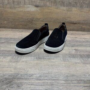 Vionic Kimmie Perforated Black Suede Slip On Sneakers Women's Size 6.5